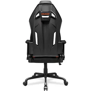 Cougar Hotrod Ergonomic and Comfortable Gaming Chair with Head and Lumbar Support, Steel Frame and Base, Reclining Backrest, Tilt Mechanism, Premium Hyper-Dura Leatherette, 3D Armrest - Black/Orange