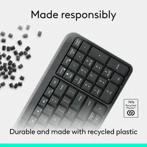 Logitech K250 Compact Wireless Bluetooth Keyboard - Slim Multi-Device Keyboard for Laptop, PC, Tablet & Phone (920-013491)