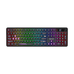 Redragon VOLCANO PRO K526-BP PRO RGB Tri-Mode Gaming Keyboard – Wireless 2.4GHz, Bluetooth & USB-C Wired Mechanical Feel Keyboard with LED Display