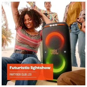 JBL Harman PartyBox Club 120 Portable Party Speaker, Up to 12 Hours Of Play Time, Splash Proof, Dual Mic And Guitar Inputs, Black, JBLPBCLUB120EP