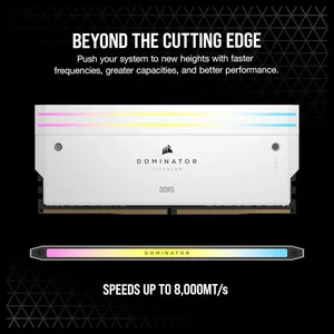 Corsair Dominator Titanium RGB 96GB (2x48GB) DDR5 6600MHz CL32 Desktop RAM – Premium Workstation & Gaming Memory, White