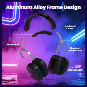 ATTACK SHARK G800 Wireless RGB Gaming Headset – 7.1 Surround Sound, 50mm Drivers, 2.4GHz + Bluetooth + Wired, Black