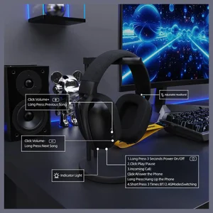 ATTACK SHARK L80PRO Wireless Gaming Headset, Tri-Mode 2.4GHz Bluetooth Wired, Dual Microphone, 40mm Drivers, Black