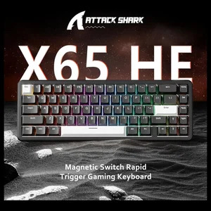 ATTACK SHARK X65 HE Wired 65% Mechanical Gaming Keyboard, Hall Effect Magnetic Switch, Rapid Trigger, Hot Swap, RGB, 8000Hz, Black