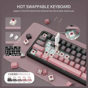 ATTACK SHARK X66 Wireless Gasket Mechanical Keyboard, Bluetooth 2.4G Type-C, 60% ANSI, Hot-Swap, RGB, 3000mAh, Blackberry