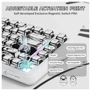 ATTACK SHARK X82PRO HE Wireless Rapid Trigger Gaming Keyboard, Hall Effect Magnetic Switch, 0.01mm Adjustable