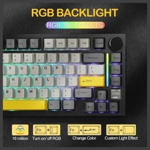 ATTACK SHARK X820 Ultra Tri-Mode Gasket Mechanical Keyboard, 75% ANSI, TFT Display and Knob, Hot-Swappable