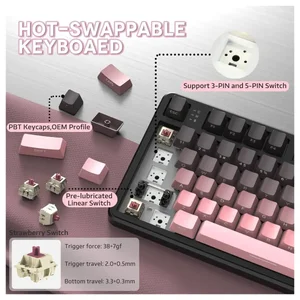 Attack Shark X87 Wireless Mechanical Keyboard, 2.4GHz USB-C Bluetooth, Hot Swappable, RGB Backlit, 4000mAh, Blackberry