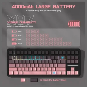 Attack Shark X87 Wireless Mechanical Keyboard, 2.4GHz USB-C Bluetooth, Hot Swappable, RGB Backlit, 4000mAh, Blackberry