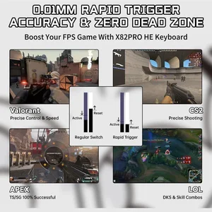 ATTACK SHARK X82PRO HE Wireless Rapid Trigger Gaming Keyboard, Hall Effect Magnetic Switch, 0.01mm Adjustable