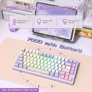 Attack Shark X75 Aluminum CNC Wireless Mechanical Gaming Keyboard, Tri-Mode Connectivity, CNC 6063 Aluminum, PCB-Gaskets Mount, Dynamic ARGB Lighting, Grey