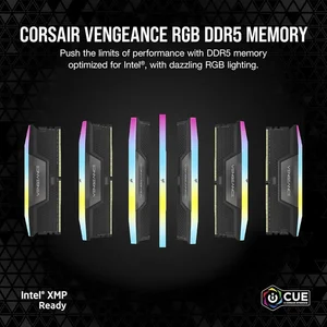 Corsair Vengeance RGB 16GB DDR5 5200MHz CL40 Desktop Gaming RAM – Black, iCUE RGB, Intel XMP