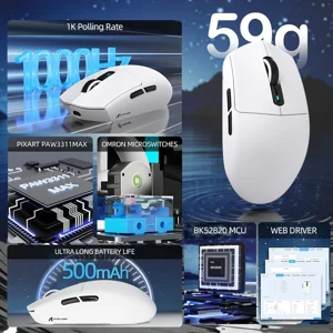 ATTACK SHARK G3PRO Tri-Mode Wireless Gaming Mouse with Charge Dock, 25000 DPI, PixArt PAW3311 Sensor