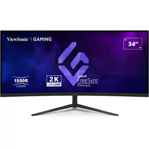 ViewSonic VX3418C-2K 34" VA 1500R UWQHD 180Hz - 1ms (MPRT) - AMD FreeSync Premium - HDR10 Curved Gaming Monitor - PS5 and XBOX
