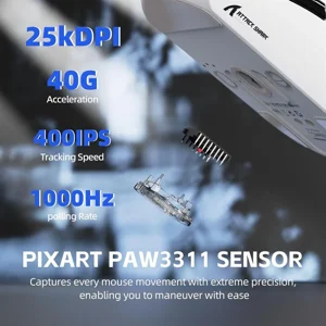 ATTACK SHARK G3PRO Tri-Mode Wireless Gaming Mouse with Charge Dock, 25000 DPI, PixArt PAW3311 Sensor
