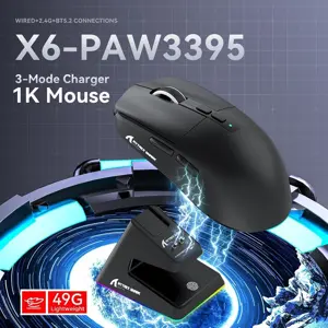 ATTACK SHARK X6 Tri-Mode Gaming Mouse with Charging Dock, 26000 DPI, PixArt PAW3395 Sensor, 49g Superlight