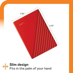 WD My Passport 5TB Portable External Hard Drive – USB 3.2 Gen 1, Password Protected, Red