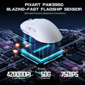 ATTACK SHARK X3MAX Wireless Gaming Mouse, PixArt PAW3950 Sensor, Up To 42000 DPI, Tri-Mode BT/2.4G/Wired, 49g Superlight, 200 Hours Battery, White