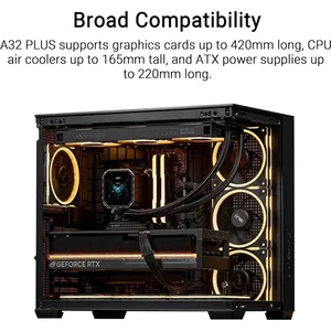 ASUS A32 Plus TG ARGB Mid-Tower ATX PC Case Black with 4 ARGB Fans