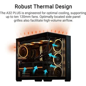 ASUS A32 Plus TG ARGB Mid-Tower ATX PC Case Black with 4 ARGB Fans