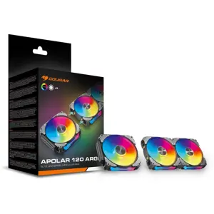 Cougar APOLAR 120 ARGB 3-Fan Pack - Black, Reverse Blade, Modular Daisy-Chain, PWM with Elite Hub