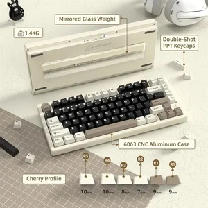Attack Shark X75 Aluminum CNC Wireless Mechanical Gaming Keyboard, Tri-Mode Connectivity, CNC 6063 Aluminum, PCB-Gaskets Mount, Dynamic ARGB Lighting, Grey