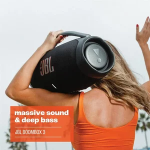 JBL Boombox 3, Portable Bluetooth Speaker, Powerful Sound, Monstrous Bass, IP67 Waterproof, 24 Hours Playtime, PartyBoost, Powerbank, Eco-Friendly Packaging (Squad)