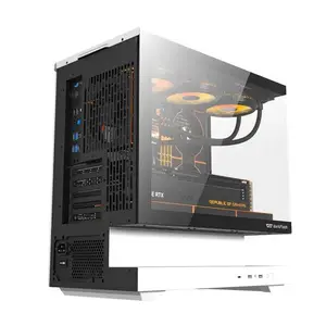 Darkflash FLOATRON F1 M-ATX Gaming PC Case White - Floating Base Design, Tempered Glass with 6 Fans, Supports 425mm GPU & 360mm Radiator, USB-C