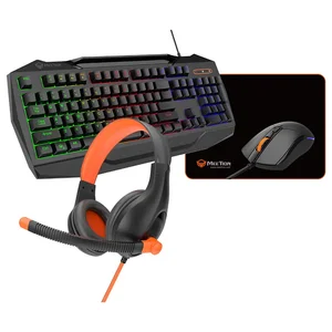 Meetion C490 4-in-1 Gaming Combo – RGB Mouse, Membrane Keyboard, RGB Headset & Mouse Pad, USB Wired