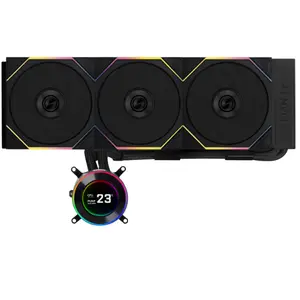 Lian Li GHS2LCD36B HydroShift II LCD-C 360N Fanless 360mm AIO Liquid CPU Cooler – Black, LCD Display Pump Head
