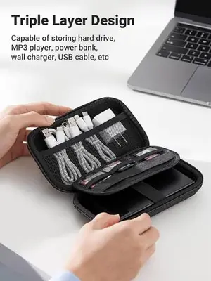 UGREEN Hard Disk Case Small Size Storage Bag for External HDD SSD Cables Accessories