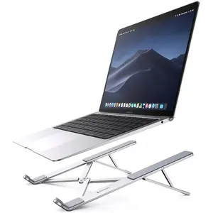 Foldable Desktop Laptop Stand Silver Portable Aluminum Riser