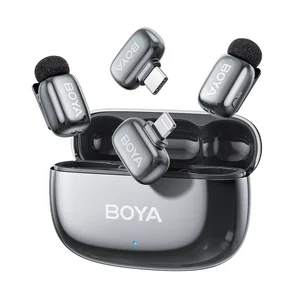 BOYA MINI 2-01 Wireless Microphone – For iOS + Type-C, Dual Mic Set with Charging Powerbank Case