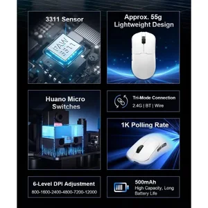 AULA SC380 Pro PAW3311 12000DPI Wireless Gaming Mouse with Dock White