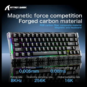 Attack Shark R68HE Carbon Fiber Wired Rapid Trigger Magnetic Switch Keyboard – 60%, 8KHz, RGB, Ink Shade
