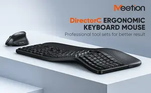 Meetion DirectorWe Black Ergonomic Wireless Keyboard – 2.4G, Split Curved Design