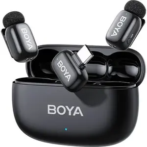 BOYA MINI 2-02 Wireless Microphone – For Type-C Only, Dual Mic Set with Charging Powerbank Case