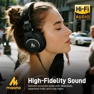 MAONO MH700 Professional Studio Monitor Headphones 50mm Drivers Over-Ear Wired DJ Headset for Recording Podcasting Music Production