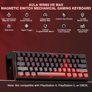 AULA Win60 HE MAX Black + Red Wing Chun Magnetic Switch Mechanical Gaming Keyboard
