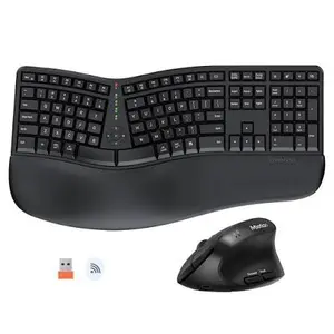 Meetion DirectorWe Black Ergonomic Wireless Keyboard – 2.4G, Split Curved Design