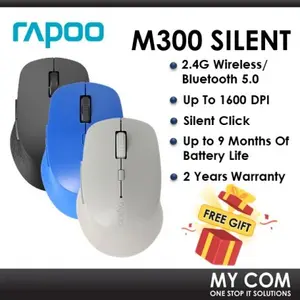 Rapoo M300 Silent Multi-Mode Wireless Mouse – Bluetooth & 2.4GHz, Adjustable DPI Quiet Click Mouse