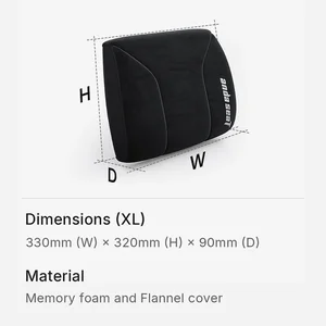 AndaSeat Memory Foam Lumbar Pillow XL – Black Fabric, Gaming Chair Back Support
