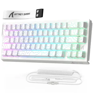 Attack Shark X68HE 60% Wired Rapid Trigger Magnetic Switch Keyboard with Coiled Cable – White Contour