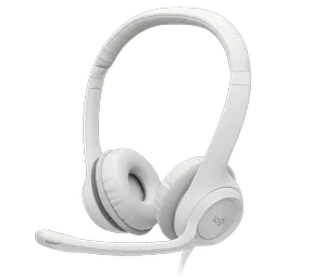 Logitech H390 USB-A Wired Headset Off-White – Noise-Cancelling Rotating Mic, In-Line Controls