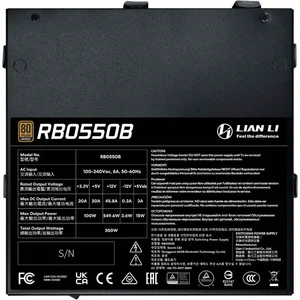 Lian Li RB0550B RB Series 550W 80 Plus Bronze Power Supply Unit (PSU) – UK, Gaming PC ATX PSU