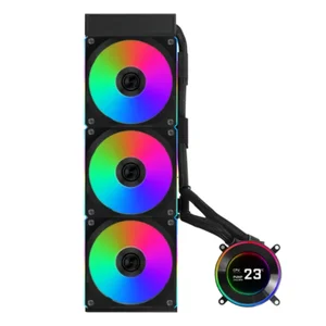 Lian Li GHS2LCDS36CB HydroShift II LCD-S 360CL 360mm AIO Liquid CPU Cooler – Black, LCD Display Pump Head