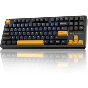 AULA F87 Thunder Black (Black + Dark Blue + Orange) Graywood Switch V3 Tri-Mode Mechanical Gaming Keyboard - Wireless Hot-Swap RGB