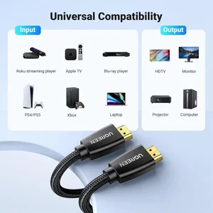 UGREEN 40408 HDMI Cable 1M – Male to Male Braided High Speed HDMI 4K HD Audio Video Cable