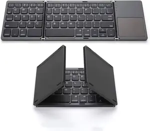 B033 Foldable Bluetooth Wireless Keyboard with Touchpad – Portable Mini Keyboard, Grey