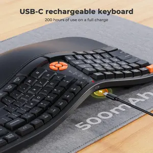 Meetion DirectorWe Black Ergonomic Wireless Keyboard – 2.4G, Split Curved Design